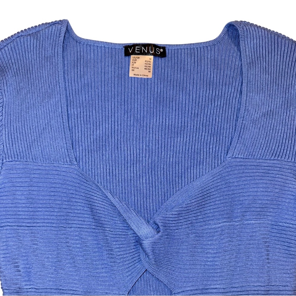 VENUS | NWOT | Blue Cutout Long Sleeve Ribbed Bodycon Sweater Dress Sz Medium - Picture 9 of 10